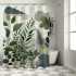 Shangniulu Shower Curtain, and Leafs with Earthy Yellow Meadow ,  Fabric Bathroom Decor Set with Hooks