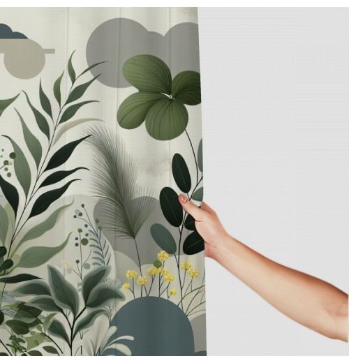 Shangniulu Shower Curtain, and Leafs with Earthy Yellow Meadow ,  Fabric Bathroom Decor Set with Hooks