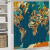 Shangniulu Abstract Map Shower Curtain, Detailed World Map with All Countries Major Capital Cities Universe Continents,  Fabric Bathroom Decor with Hooks