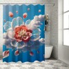 Shangniulu Flower Shower Curtain, Abstract Themed Modern Futuristic Image with Water Like Colored Artwork Print,  Fabric Bathroom Decor Set with Hooks