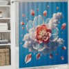 Shangniulu Flower Shower Curtain, Abstract Themed Modern Futuristic Image with Water Like Colored Artwork Print,  Fabric Bathroom Decor Set with Hooks