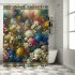 Shangniulu Colorful Flower Shower Curtain, Abstract Themed Modern Futuristic Image with Like Colored Artwork Print,  Fabric Bathroom Decor Set with Hooks