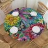 Shangniulu Boho Floral Round Table cover, Waterproof and Spill-Proof Washable Polyester Table, Suitable for Wedding Party Polyester Reception Banquet Event Kitchen Dining