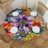 Shangniulu Boho Round Table cover, Beautiful Flowers &amp; Leaves Colorful Print, Great for Buffet Tables, Parties, Holiday Dinners and More