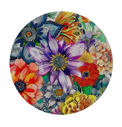 Shangniulu Boho Round Table cover, Beautiful Flowers &amp; Leaves Colorful Print, Great for Buffet Tables, Parties, Holiday Dinners and More