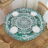 Shangniulu Grey and Teal Round Table with Elastic Edge, Design Space Geometric Center Point Boho Art,Table Decoration , Camping