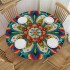 Shangniulu Printing Round Table with Elastic Edge, Abstract Flower Waterproof Design Round Table Cover, Table Decoration 