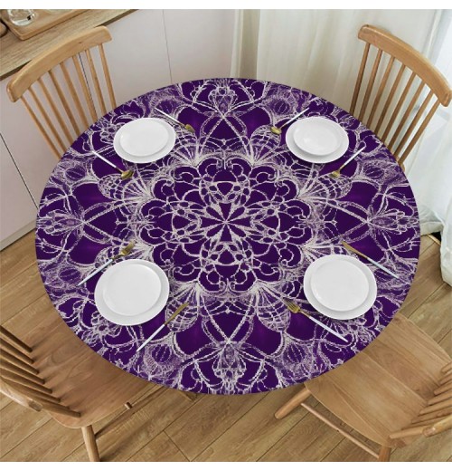 Shangniulu Round Table cover, Abstract Art Flower Bohemian Pattern, Great for Buffet Tables, Parties, Holiday Dinners and More