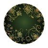 Shangniulu Round Fitted Table, Gold Flowers and Green Background Table Cover, Elastic Edge, Suitable for Wedding/Banquet/Restaurant/Party