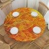 Shangniulu Round Table with Elastic Edge, Motifs Nature Theme with Unique Floral Lines Traditional Art, 3D Printing Design, for Dining Tables, Parties and Camping