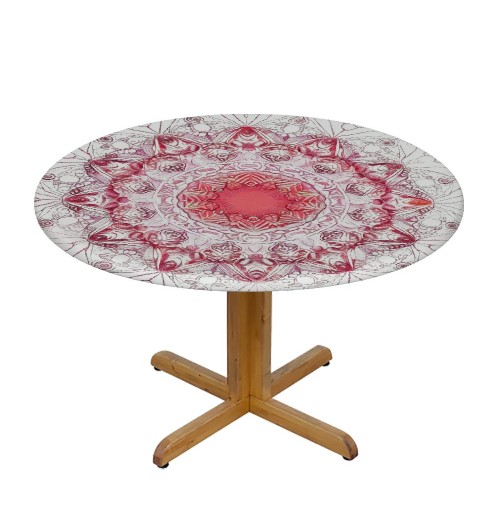 Shangniulu Round Table , Flower Design with Ombre Effect Elements, Elastic Edge, Waterproof and wipeable, for Dining Tables, Buffet Parties and Camping