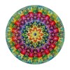 Shangniulu Round Table with Elastic Edge, Arrangement with Geometric Zigzag Shape and Blossoming Flowers Bohemian,for Dining Tables, Parties and Camping