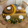 Shangniulu  Round Table Fitted Table Cover with Elastic Edged Floral Flower Sunflower Waterproof Table  for Party Kitchen Dining Indoor Outdoor Table