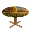 Shangniulu  Round Table Fitted Table Cover with Elastic Edged Floral Flower Sunflower Waterproof Table  for Party Kitchen Dining Indoor Outdoor Table