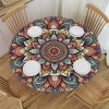 Shangniulu  Round Table Fitted Table Cover with Elastic Edged Ethnic Floral Mandala Retro Pattern Waterproof Table  for Party Kitchen Dining Indoor Outdoor Table