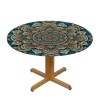 Shangniulu Round Table Fitted Table Cover with Elastic Edged Floral Ethnic Mandala Boho Waterproof Table  for Party Kitchen Dining Indoor Outdoor Table