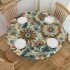 Shangniulu Round Table Fitted Waterproof Table Cover Boho Abstract Blossom Flower,Elastic Edged Washable Table s for Kitchen Dinning Picnic Party Decor Botanical Leaves on 