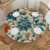 Shangniulu Round Table Fitted Waterproof Table Cover Watercolor Retro Flower,Elastic Edged Washable Table s for Kitchen Dinning Picnic Party Decor Purple Leaves on Short Plush