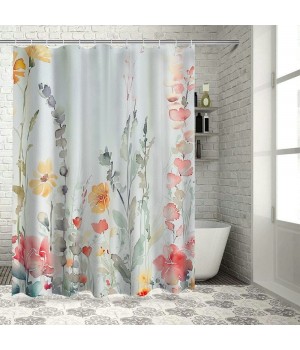 Shangniulu Beautiful Floral Shower Curtain for Your Bathroom - A Stylish Curtain That Fits Perfect to Every Bath Decor - Ideal to Brighten Up Your Cute Botanical Bathroom at Home with Plants