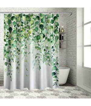 Shangniulu Beautiful Floral Shower Curtain for Your Bathroom - Stylish Green Plant Shower Curtain for Bathroom Partitions, Decoration