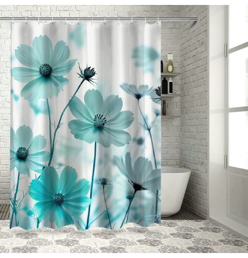 Shangniulu Rustic Floral Shower Curtain, Daisy Shower Curtain Watercolor Painting Farmhouse Waterproof Shower Curtain Sets Polyester Fabric Machine Washable Decor Bath Curtain