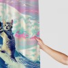 Shangniulu Funny Cat Shower Curtain, Surfer Cat Shower Curtain Battle Blue Ocean for Bathroom with Hooks, Waterproof Kids Bath Shower Curtain Decorative