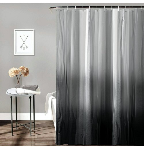 Shangniulu Black and white Shower Curtain, bathroom gradient embossed Shower Curtain, waterproof Shower Curtain with hooks