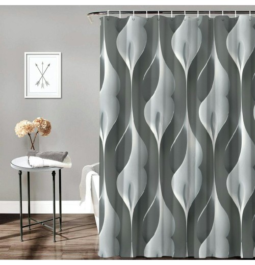 Shangniulu Dark Grey Fabric Shower Curtain, Waterproof Design and Polyester, Quick-Drying, Heavy Duty Shower Curtains Set for Bathroom, Durable and Washable with Hooks