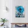 QKZF Abstract Flowers Wall Art Teal Flower Canvas Pictures Rustic Blossom Canvas Painting for Bedroom Bathroom Wall Decor Modern Teal Grey Canvas Prints Contemporary Botanical Wall Art