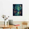 QKZF Halloween Fantasy Forest Canvas Wall Art, on Trees Blue Poster for Aesthetic, Picture Print Decor