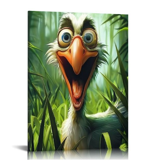 QKZF Canvas Print Wall Art Decor,Bird With Open Mouth Wall Art Print, Print Wall Decor, Suitable For Office Study Wall Decoration