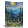 QKZF Vintage Above The Canvas Wall Art, Mystical Art Print Poster, Retro Flowers and Trees Oil Painting, Landscape