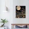 QKZF Vintage Moon Flowers Canvas Wall Art, Retro Mystical Moon Poster, Rustic Yellow Wildflower Print, with Botanical Floral Wall Decor