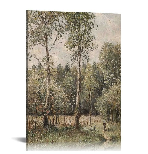 QKZF Canvas Wall Art for Living Room Decor, Vintage Meadow with Flowers Painting Wall Art Prints Bedroom Home Bathroom Decor