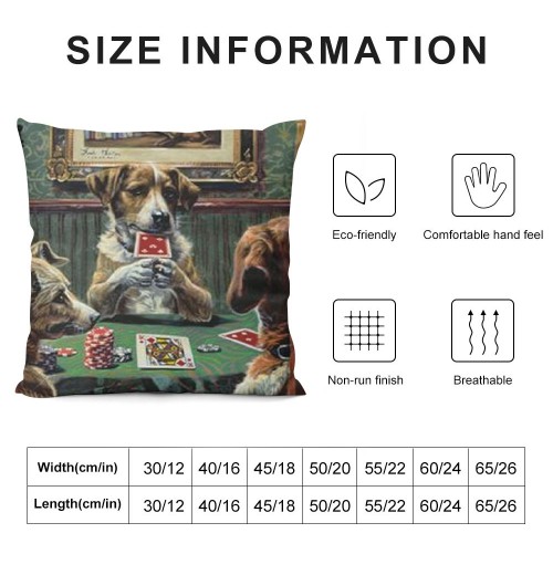 QKZF Short Plush pillow Covers,Dogs Playing Poker Double-Sided Print Square Cushion Cases for Sofa Bedroom Car Decorative