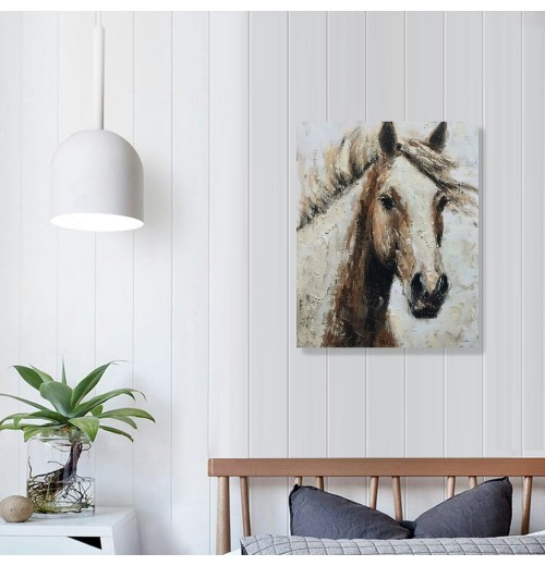 QKZF Horse Canvas Wall Art Rustic Farmhouse Wall Decor for Bedroom Bathroom Brown Paintings Artwork