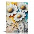 QKZF White Flowers Textured Canvas Wall Art for Living Room, Canvas Wall Art Floral Artwork Modern Flower Pictures Wall Decor Framed Bathroom Bedroom Home (White Flowers)