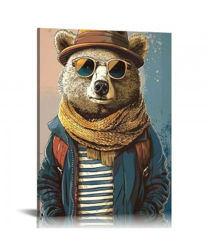 QKZF Canvas Wall Art,Cute Bear Print Canvas Painting for Bedroom Living Room Kitchen Bathroom Corridor Dining Room Hotel Decor