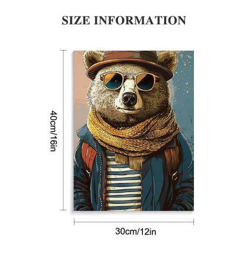 QKZF Canvas Wall Art,Cute Bear Print Canvas Painting for Bedroom Living Room Kitchen Bathroom Corridor Dining Room Hotel Decor