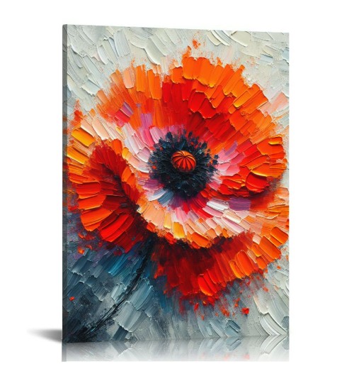 QKZF Canvas Wall Art for Living Room, Canvas Wall Art Oil Painting Floral Artwork Modern Flower Pictures Wall Decor Framed Bathroom Bedroom Home Office Decor (s)