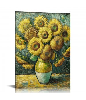 QKZF Sunflower Wall Art Canvas Print Living Room Abstract Wall Decor Hanging Pictures Bathroom Bedroom Home Office Decor