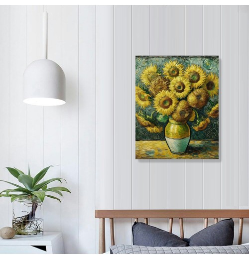 QKZF Sunflower Wall Art Canvas Print Living Room Abstract Wall Decor Hanging Pictures Bathroom Bedroom Home Office Decor