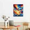 QKZF Dolphin Sunset Canvas Wall Art Animal Painting Art Decor Prints Picture of Dolphins Jumping Out of Water Framed Ready to Hang