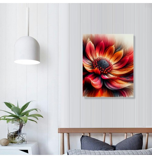 QKZF Large Red Flower Canvas Wall Art Modern Wall Decor for Living Room Home Bedroom Decoration Modern Framed Artwork Decor Ready to Hang