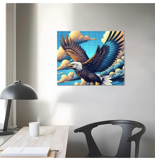 QKZF Flying Eagle Canvas Wall Art Modern Wall Decor Gallery Canvas Wraps Framed for Living Room Home Bedroom Decoration Modern Framed Artwork Decor Ready to Hang