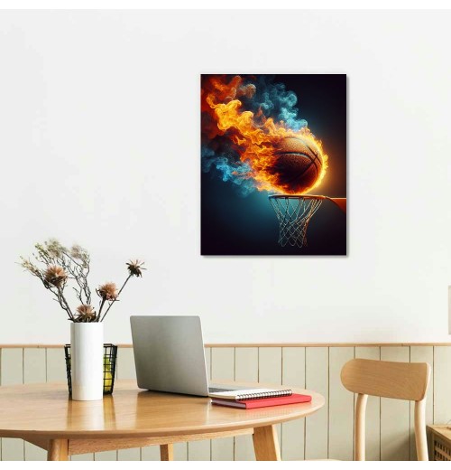 QKZF Canvas Wall Art,Basketball In The Hoop Print Canvas Painting for Bedroom Living Room Kitchen Bathroom Corridor Dining Room Hotel Decor