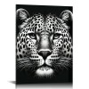 QKZF Black and White Wall Art Paintings Blue Eyed Prints on Canvas Wild Animals Pictures Poster Framed Artwork for Living Room Office, Modern Home Wall Decor