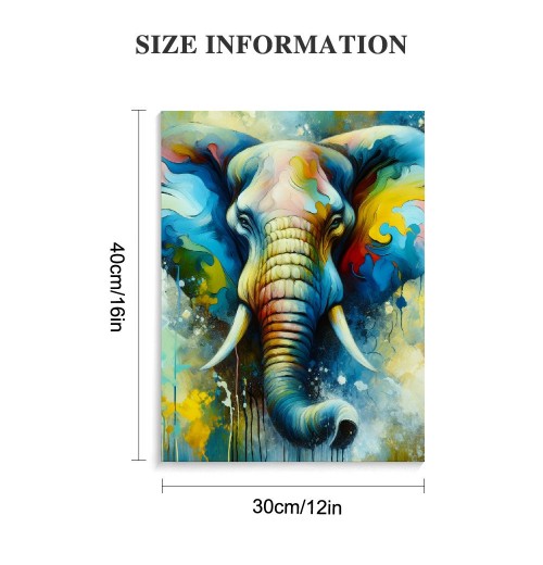 QKZF Elephant Picture Wall Art Colorful Animal Canvas Wall Art Modern Wildlife Artwork for Bathroom Bedroom Office Living Room Paintings Decorations Ready to Hang