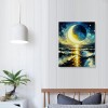 QKZF Moon Over Ocean Canvas Wall Art Painting Canvas Prints Wall for Living Room Bedroom Bathroom Home Decor Ready to Hang