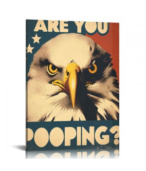 QKZF Eagle Are You Pooping Sign Eagle Wall Decor Eagle Lovers Gift Modern Framed Wall Art For Bathroom Restroom Toilet Home Bar Restaurant Cafe Shop